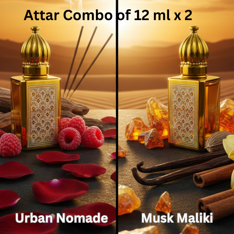 Premium Luxury Attar Combo of 2 Oud, Rose, Amber, Warm Spicy-French Attar | For Unisex