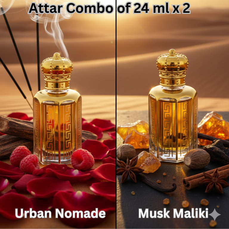 Premium Luxury Attar Combo of 2 Oud, Rose, Amber, Warm Spicy-French Attar | For Unisex