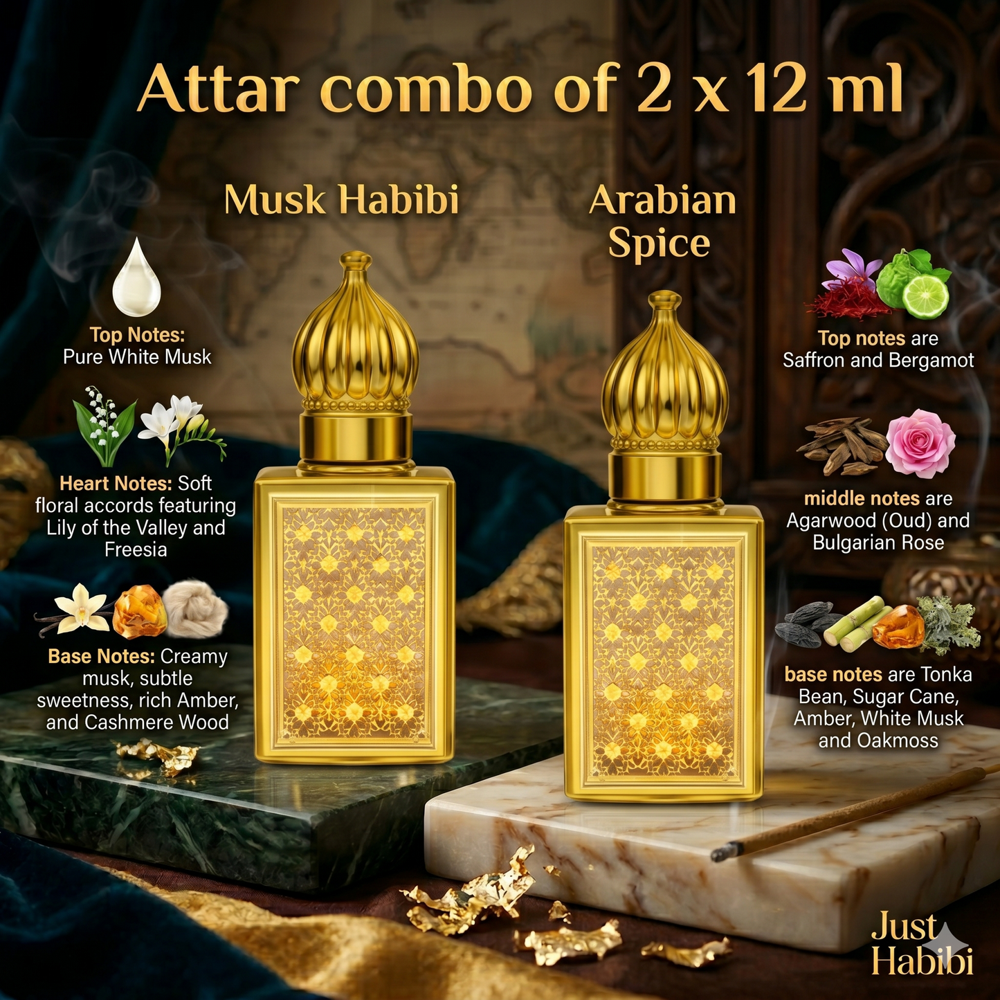 Luxury Attar Combo - Musk Habibi & Arabian Spice | Just Habibi