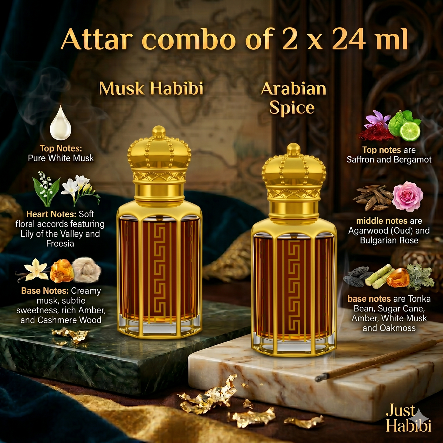 Luxury Attar Combo - Musk Habibi & Arabian Spice | Just Habibi