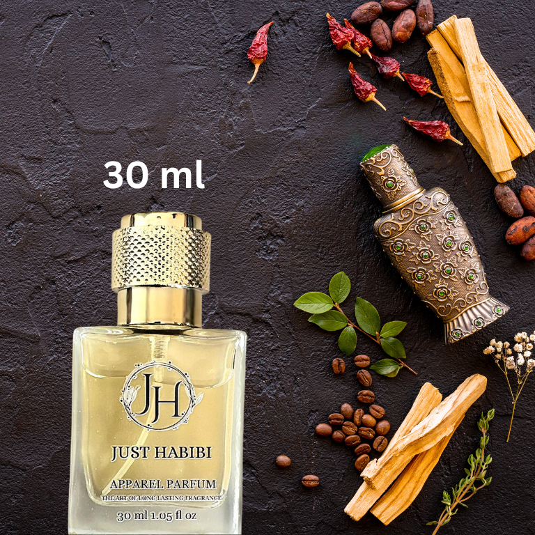 Just Habibi™ 30ml perfume bottle with luxurious oud. perfect blend for oud lovers.