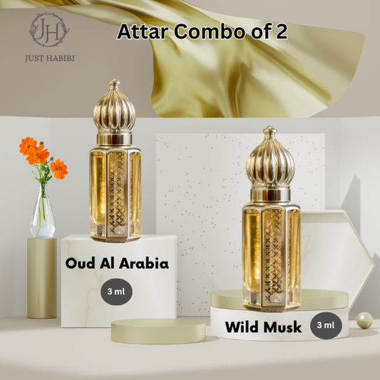 Combo Of 2 - Musk, Oud, Floral Arabic Blend Roll On Attar | For Unisex |