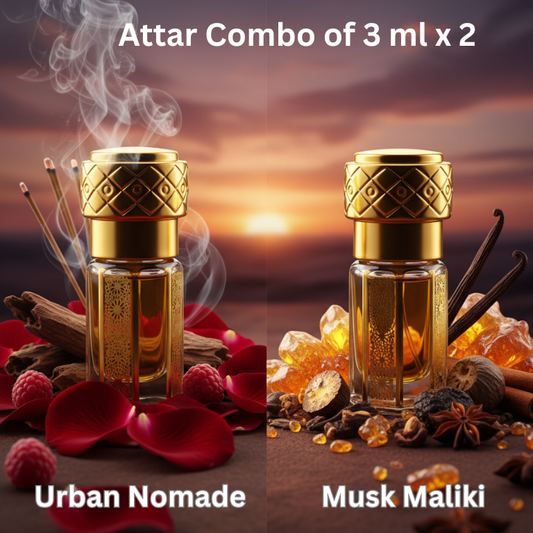 Premium Luxury Attar Combo of 2 Oud, Rose, Amber, Warm Spicy-French Attar | For Unisex