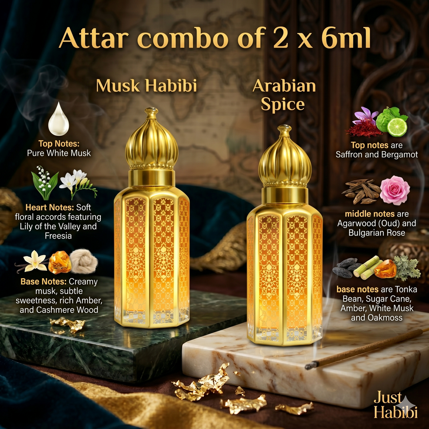 Luxury Attar Combo - Musk Habibi & Arabian Spice | Just Habibi