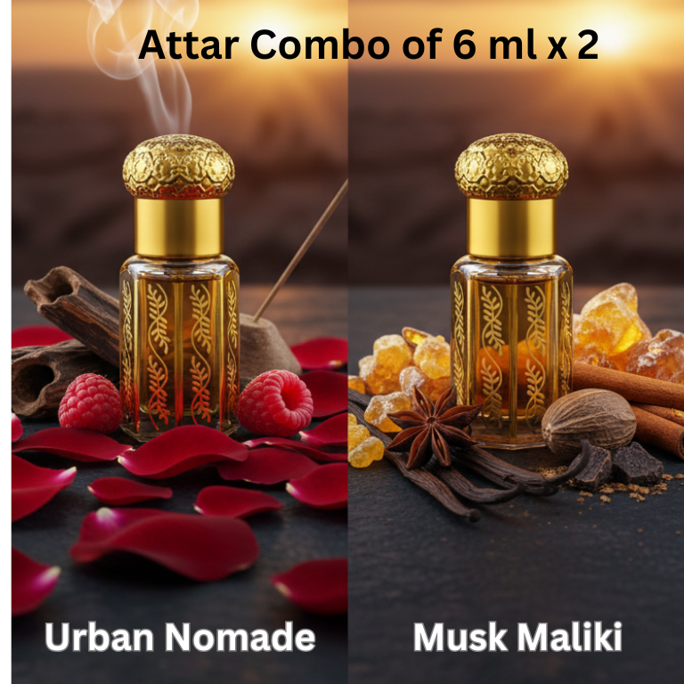 Premium Luxury Attar Combo of 2 Oud, Rose, Amber, Warm Spicy-French Attar | For Unisex