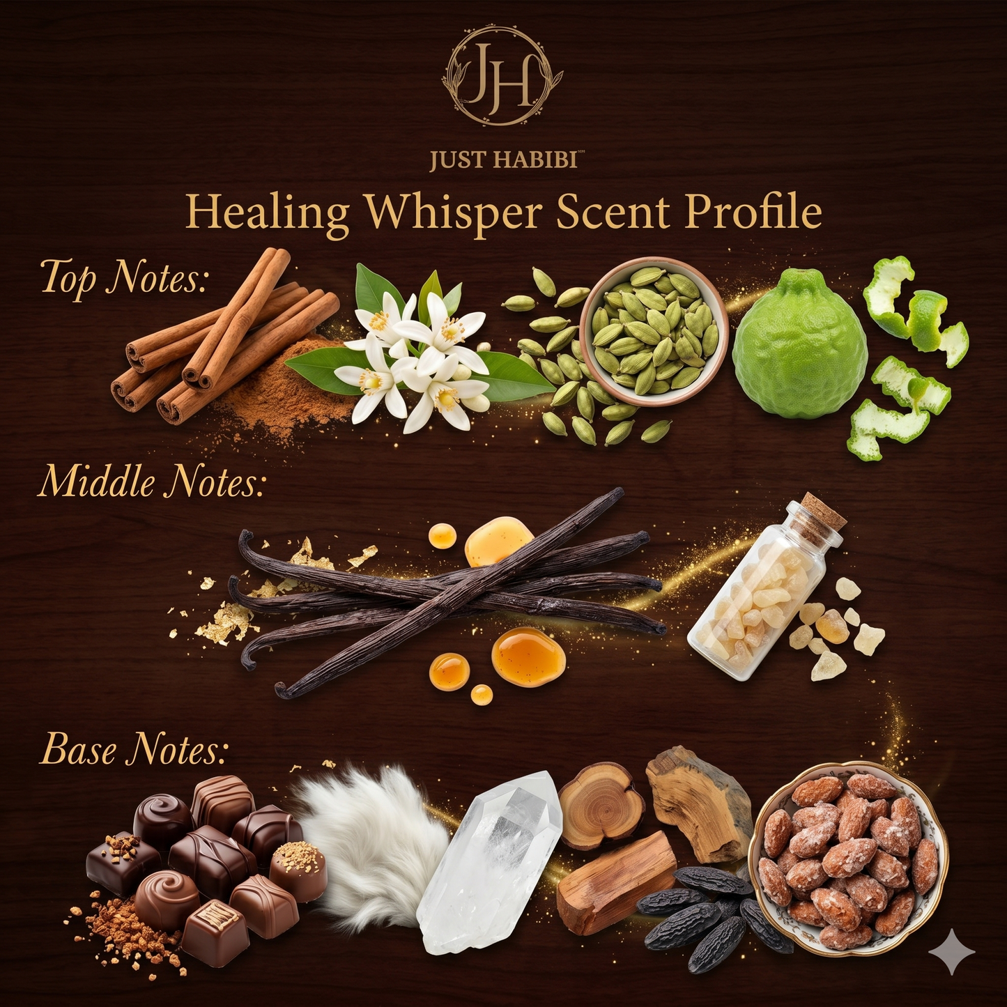 Just Habibi™ |HEALING WHISPER - PERFUME :  Whispers of the Heart, Bottled Fragrance.